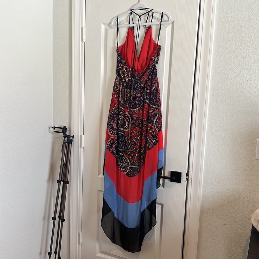 📦 Bebe Assymetrical Faux Wrap Tie Halter Dress - Picture 5 of 6